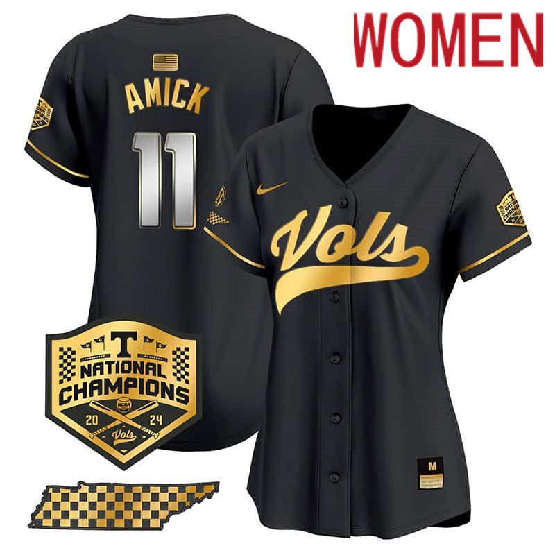 Women Tennessee Volunteers #11 Amick Black 2024 Nike Champions Vapor Premier Limited NCAA Jersey style 1->women nfl jersey->Women Jersey
